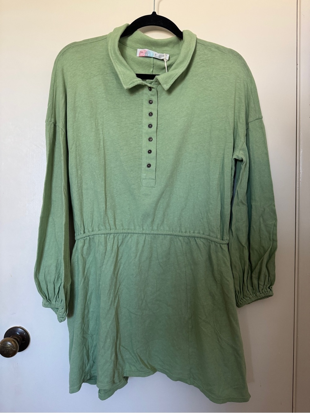 FP Beach Women's Henley Collared Casual Dress in Green size XS
